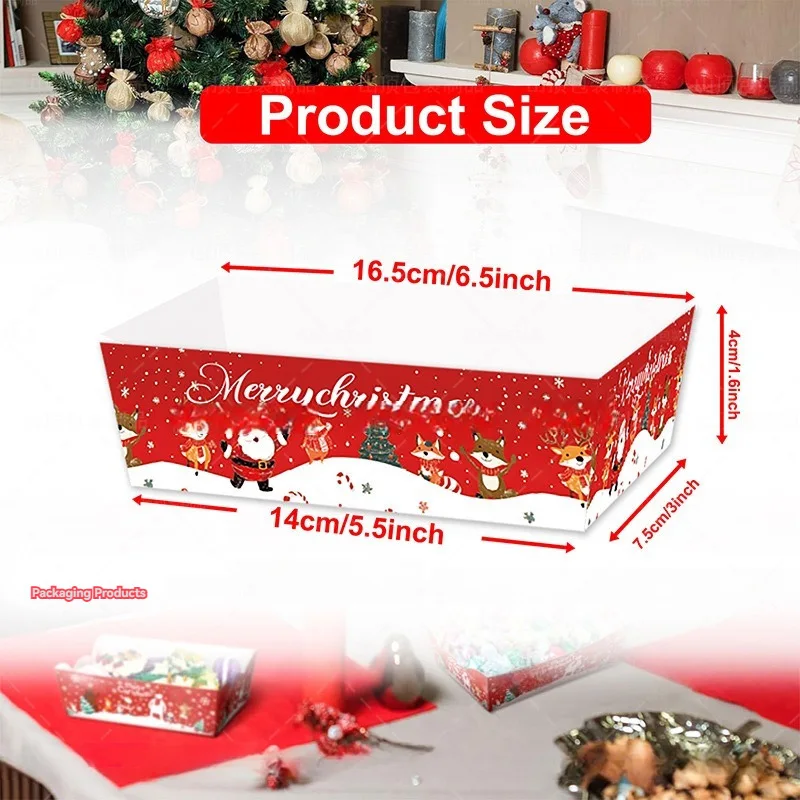 20pcs Christmas Food Snack Tray Disposable Paper Tray for Christmas Party Snacks Tableware,party tableware,disposable food trays