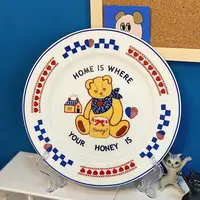 Original Retro Bear Plate,Sushi Bear Plates Korean Cute Girl Heart Ceramic Trays Unique Dessert Plate Serving Cartoon Dinnerware 1