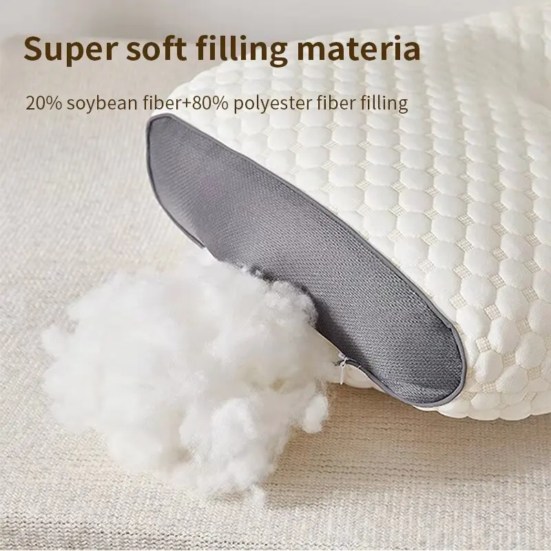 Neck Pillow Neck Pillow Help Sleep and Protect Neck Cervical Orthopedic Household Soybean Fiber SPA Massage for Sleeping