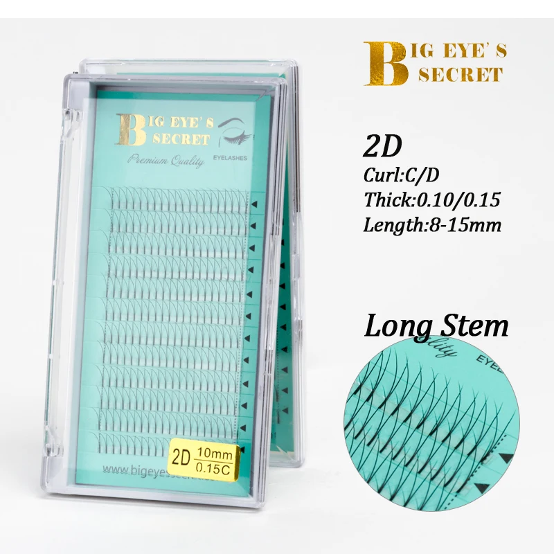 

Big Eye's Secret Premade Fans 2D Eyelash 16mm Length Professional Pre fanned Eye Lashes Natural Russia Volume lashes