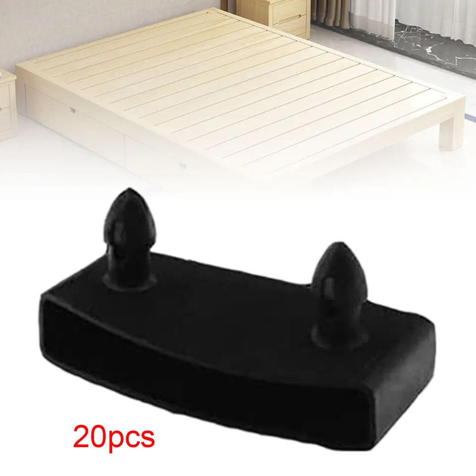 20/10 Pezzi Terminali Centrali In Plastica Per Doghe Letto - Ricambio Quadrato Nero
