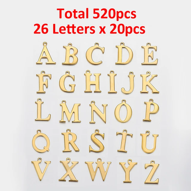 20pcs New Gold-Plate Letter Charm Initial Charms Alphabet Beads Pendants  Assorted for Bracelet Necklace Making