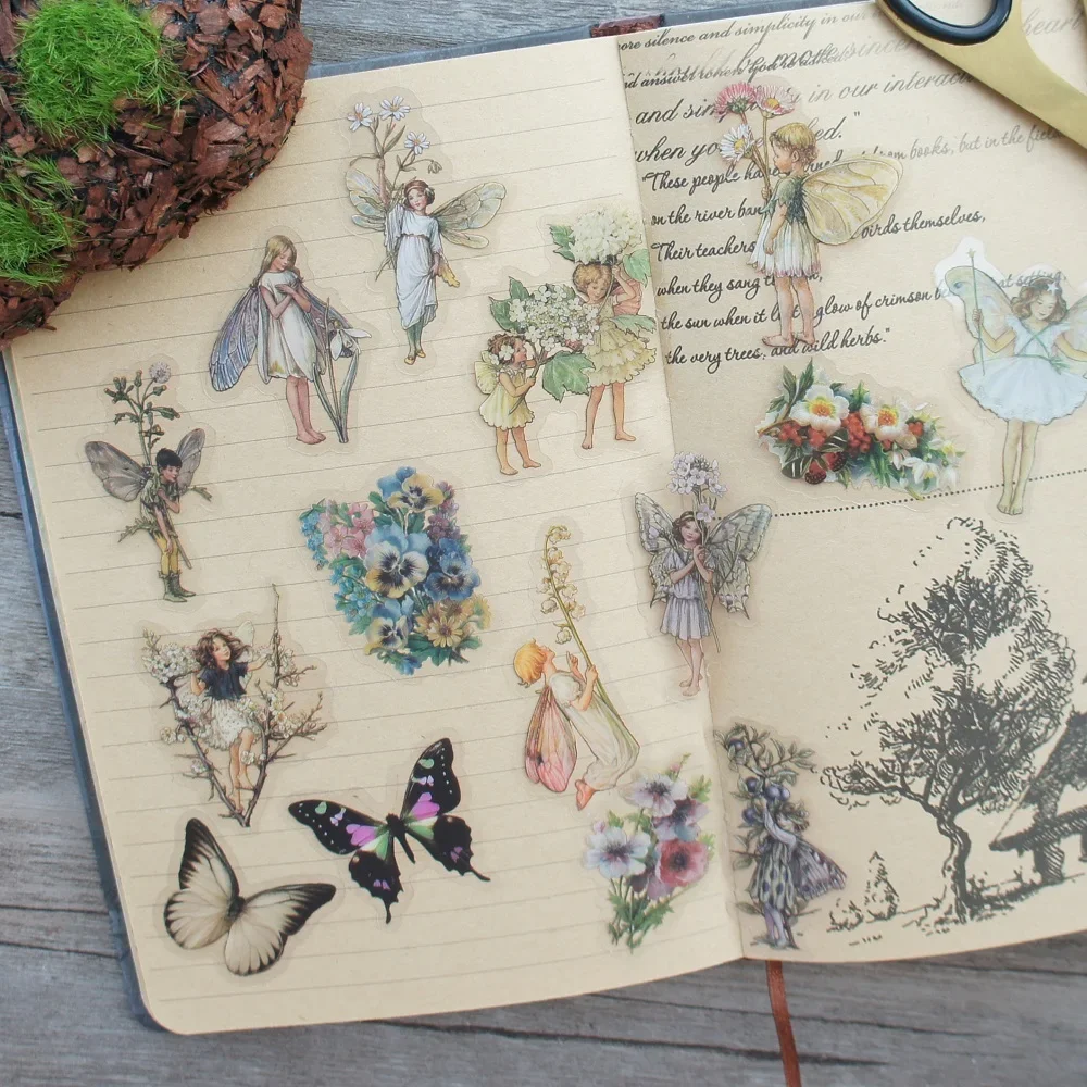 Diy Scrapbooking Accessories 44pcs Fairy Tales Forest Spirit Elf Story Style Sticker Scrapbooking DIY Gift Packing Label Decoration Tag
