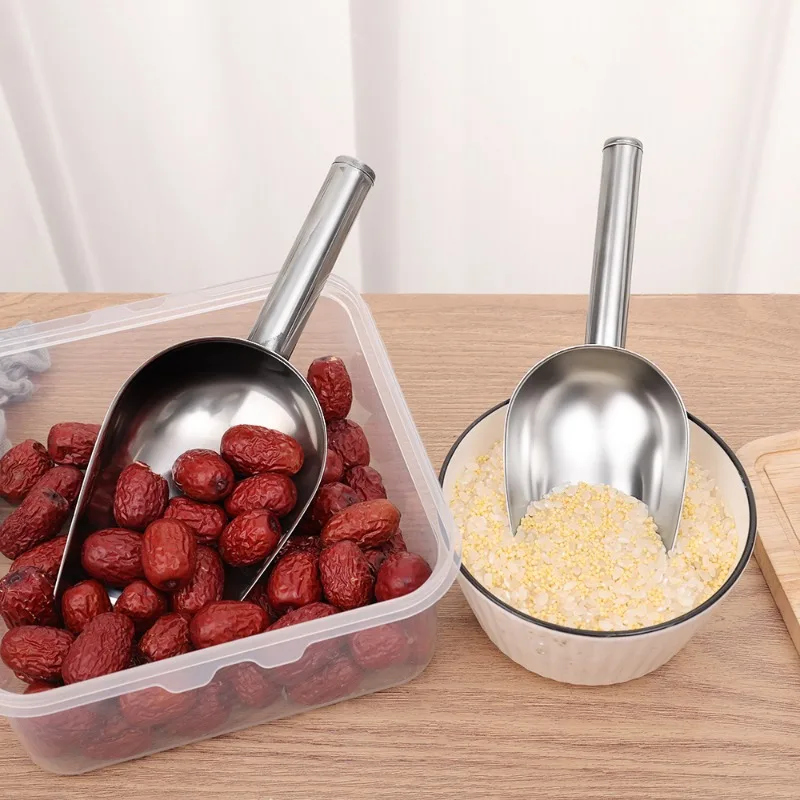 Ice Cube Scoop Stainless-Steel Bar Kitchen Spice Candy Flour Nut Scoop Spoon Dry Goods Shovel Party Kitchen Accessories