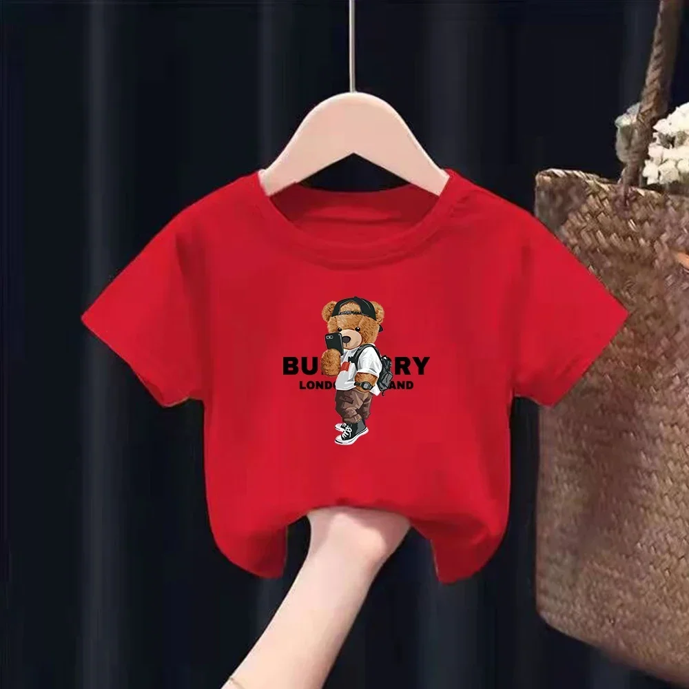 thumbnail image 1 of Camisetas de algodón con estampado de osos divertidos para niños y bebés, camisetas de manga corta estilo Harajuk, camisetas kawaii para niños y niñas, ropa de verano, 1 of 5