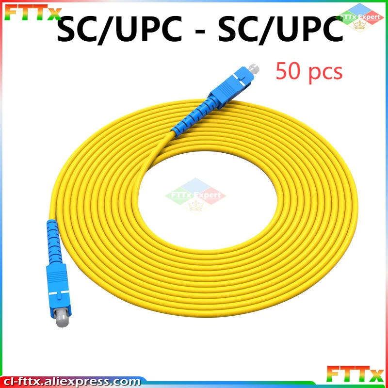 

50PCS/lot SC / UPC 3M Simplex mode fiber optic patch cord SC UPC 3M 3.0mm or 2.0mm FTTH fiber optic jumper cable