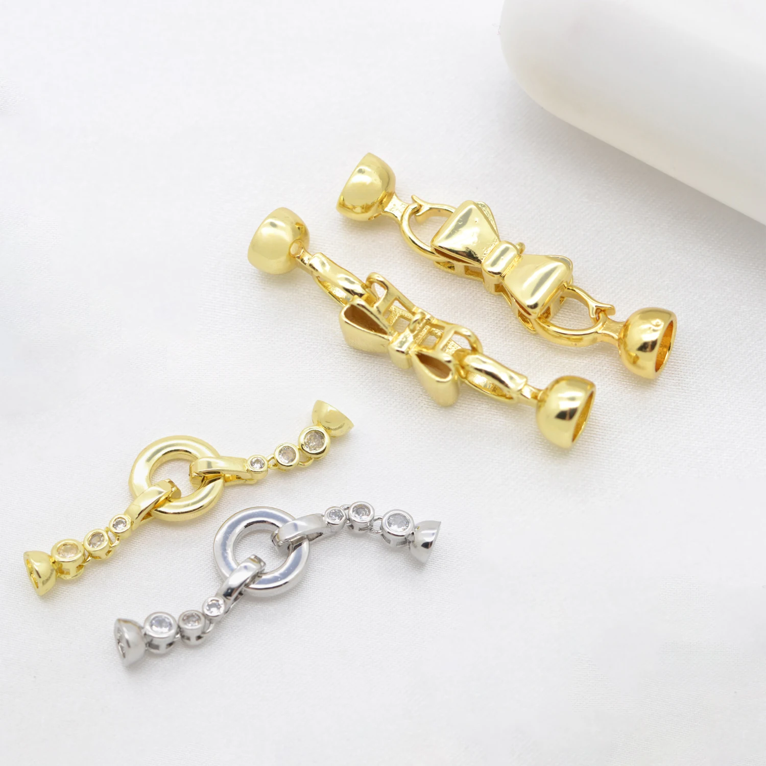 

Gold Silver Color Brass Double Buckle for Jewelry Making Bow Ring Connector DIY Bracelet Needlework Plated Fastener Wholesale