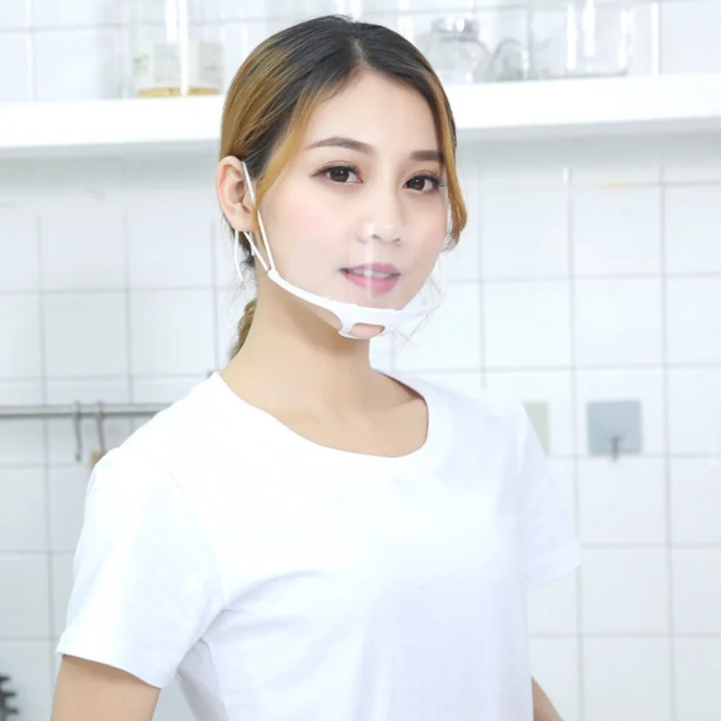 Kitchen Hygienic Safety Mask Hygienic Plastic Mask Protection Splash-proof Transparent Food Mouth and Nose 10pcs