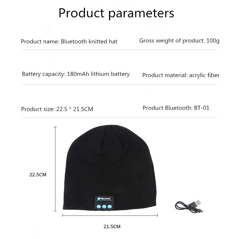 Outdoor Multi Functional Bluetooth Music Wireless Headset Calling and Listening Knit Hat