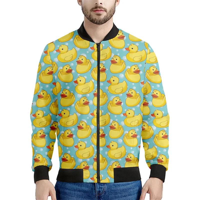 thumbnail image 1 of Bonita chaqueta de pato de goma de dibujos animados para hombre, sudadera con estampado 3D, chaquetas de bombardero de calle con cremallera, tops para niños, abrigo de primavera y otoño, 1 of 4