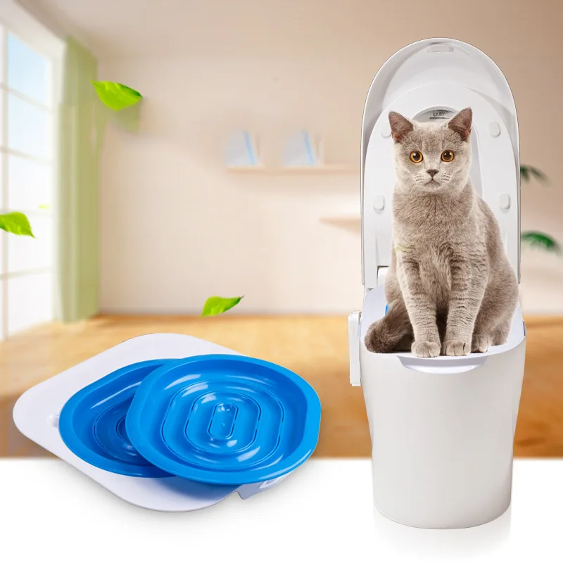Pet Cats Plastic Toilet Trainer Pets Toilet Training Kit Litter Tray Mat Pets Cleaning Disappearing Litter Box Training Products