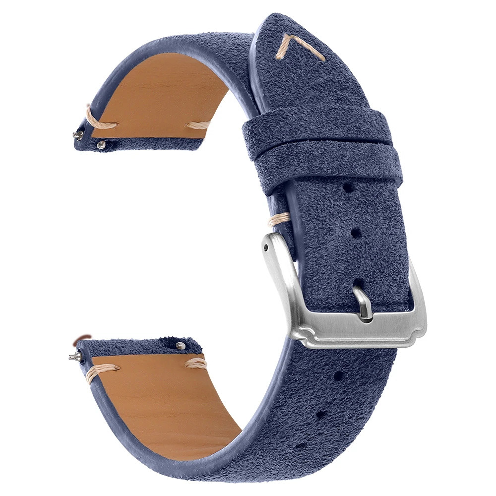 Vintage Brown Suede Wristband Watch Strap - Soft Calfskin Bracelet