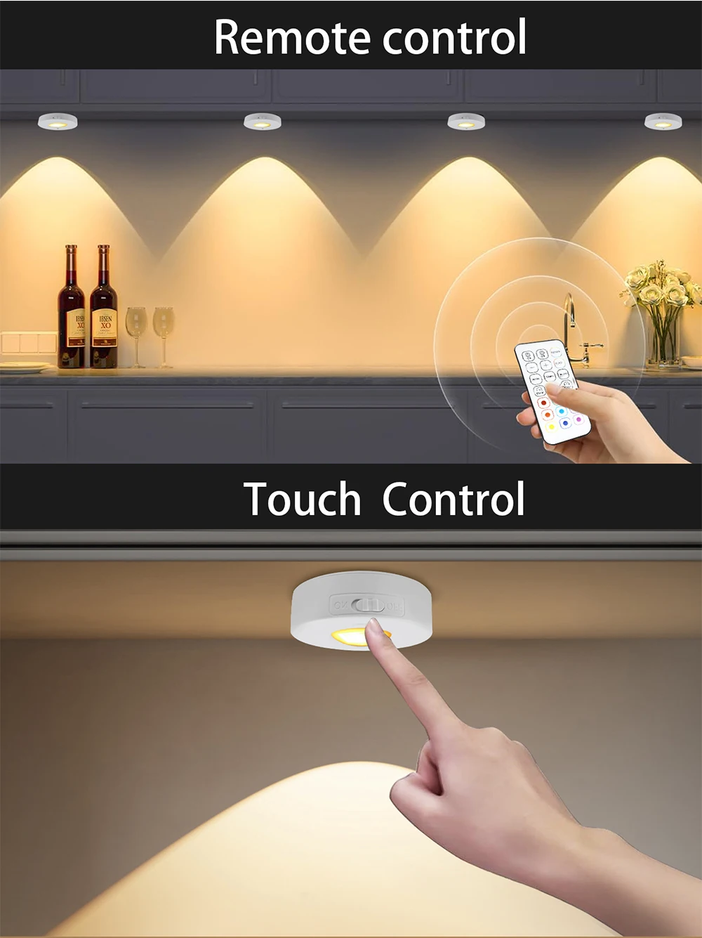 Description Picture 6 of itemNew Round Big Eye Lamp LED Under Cabinet Light USB Rechargeable Multicolor Night Light RGB Wine Cabinet Lamp with Remote Control