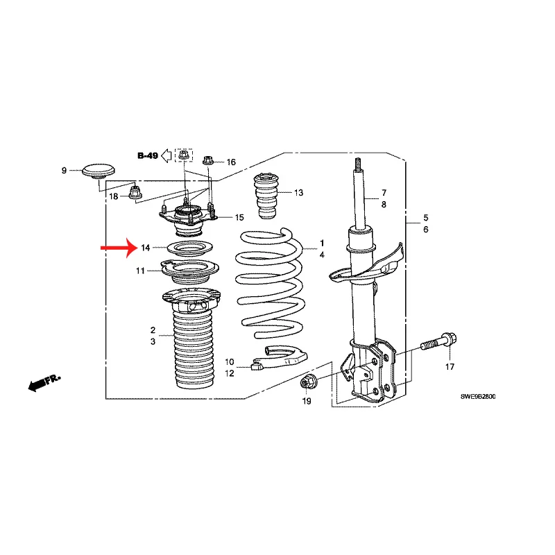 Ho nd a CR -V fr ont shock absorber bearing front shock absorber top rubber flange nut sealing nut