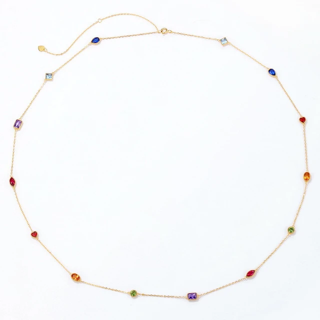 Sterling Silver Necklace Thin Chain in Multicolor | Mexicali Blues