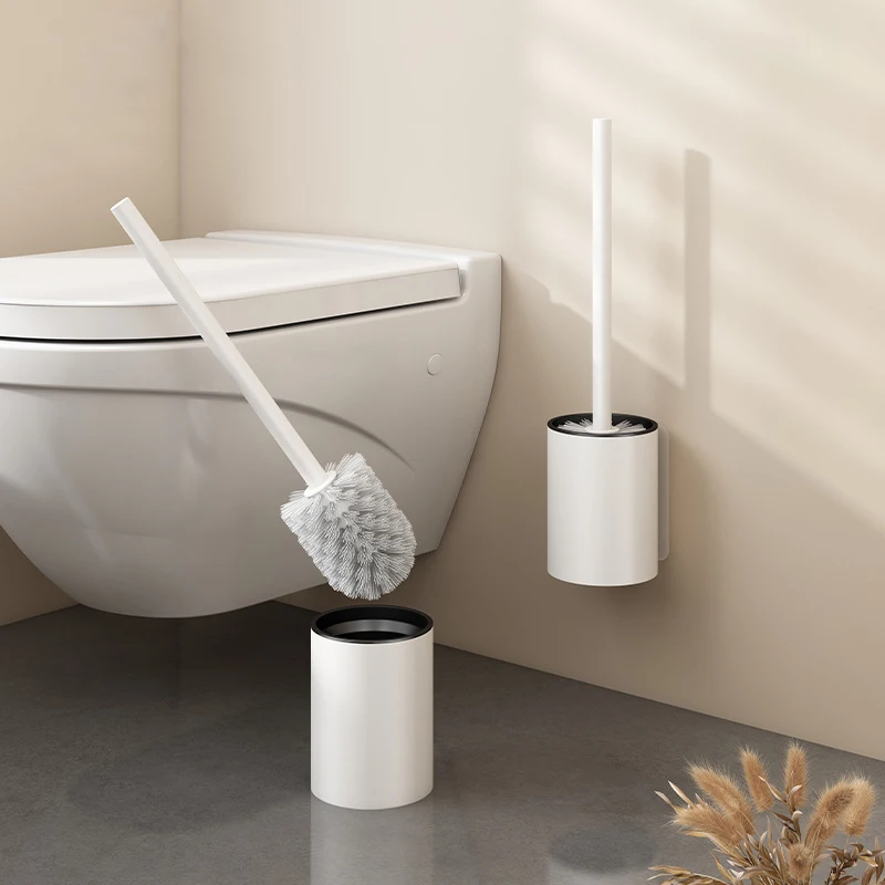 Bathroom Toilet Brush Holder Cleaning Tools Space Aluminum Wall Mounted No Drill Durable Vertical Toilet Brush black Accessories bathroom accessories toilet brush set toilet brush holder