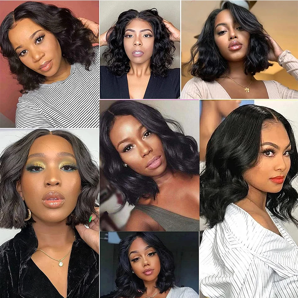 Body Wave Bundles Synthetic Wigs Hair Extension Natural Black Two Tone Colour Heat Resistant Bundles with Free Fringe Hair Weft