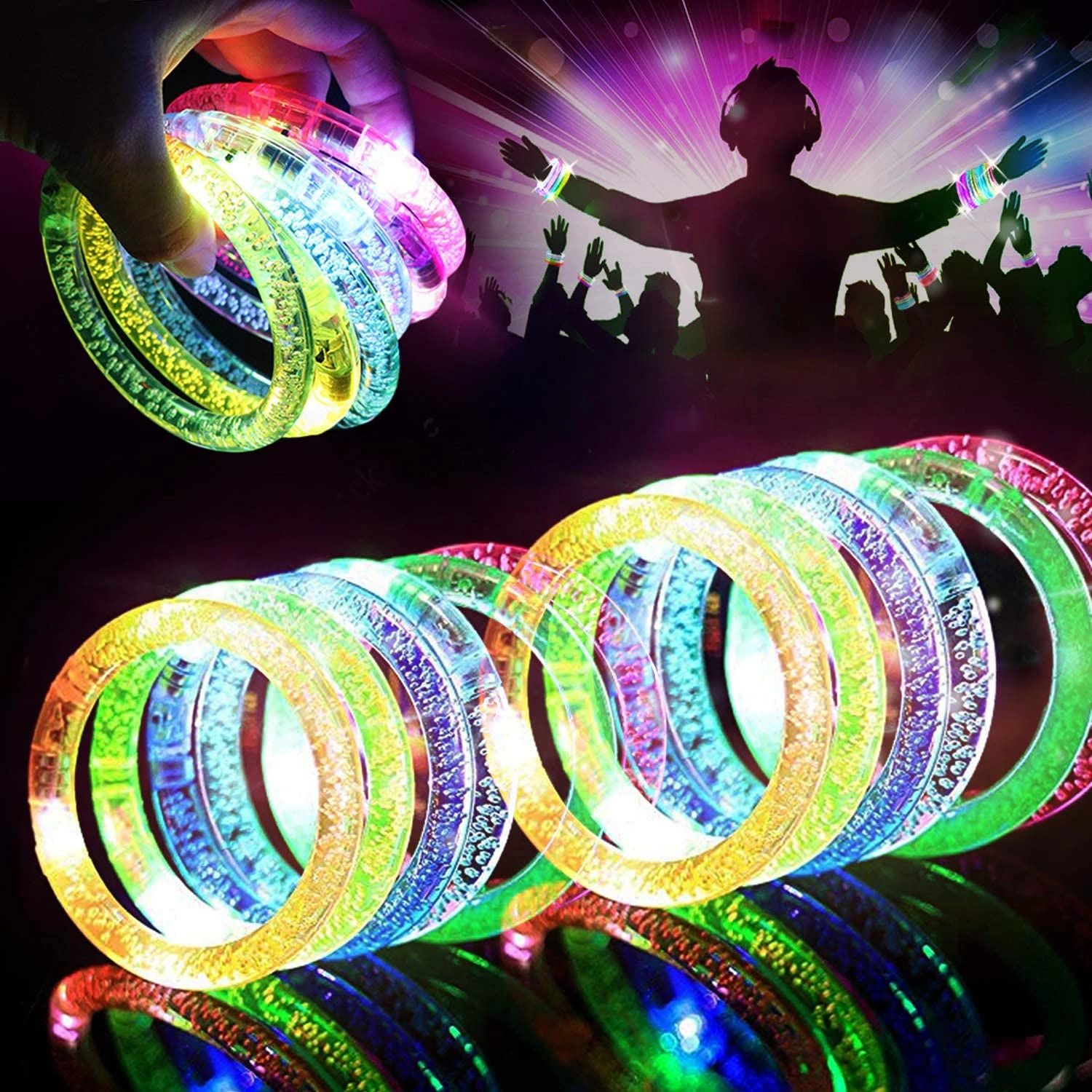 Golpeteo Miserable auditoría Pulseras luminosas con luz LED para fiestas, brazalete luminoso que brilla  en la oscuridad, juguete para Rave, decoración de boda, Festival y  cumpleaños| | - AliExpress