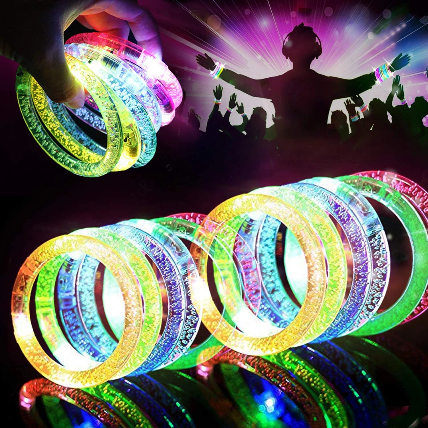 Pulseras luminosas con LED para fiestas, brazalete luminoso que en la oscuridad, juguete para Rave, decoración de boda, Festival y cumpleaños| | AliExpress