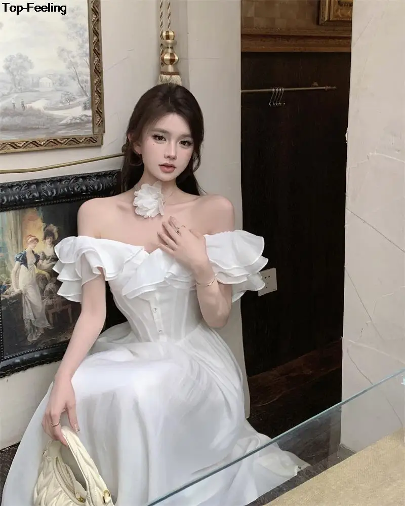 Summer New Floral Midi Dresses for Women Elegant Casual Birthday Party Dress Vintage Chic A-Line Prom Robe Wedding Vestido Mujer