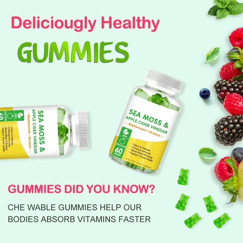 1 bottle seaweed gummies with low calories dietary fiber satiety as a health food