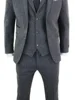 3 Piece Gray Wool Tweed Winter Suit for Men Herringbone Slim Fit Formal Groom Tuxedo Wedding Male  Suits (Jacket+Vest+Pants) 2
