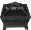 26 inch Fire Pits for Outside Square Firepit Wood Burning Fireplace Heavy Duty Steel Patio Bowl with Screen Waterproof Cover 4