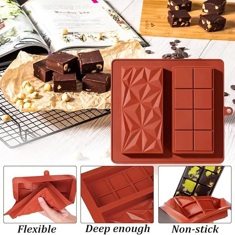 1pc Dubai Chocolate Bar Mold Deep Dubai 1 Inch Pistachio Silicone Thick Mold For Stuffed Bear, Large Candy Bar Mold for Filling