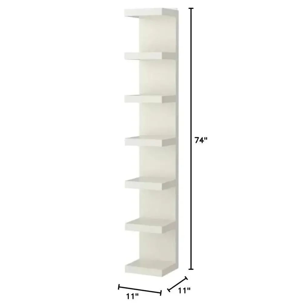 Vertical Wall Mount Shelf Unit Floating 7 Tier Storage Organizer Home Office Decor Engineered Wood Trapezium Shape Modern Design 3