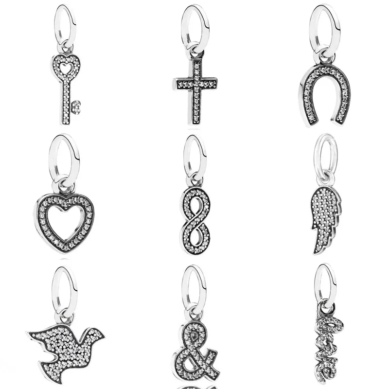 

Symbol of Freedom Infinity Guidance faith Luck Heart Pendant Charm Fit Europe Bracelet 925 Sterling Silver Bead Charm Jewelry