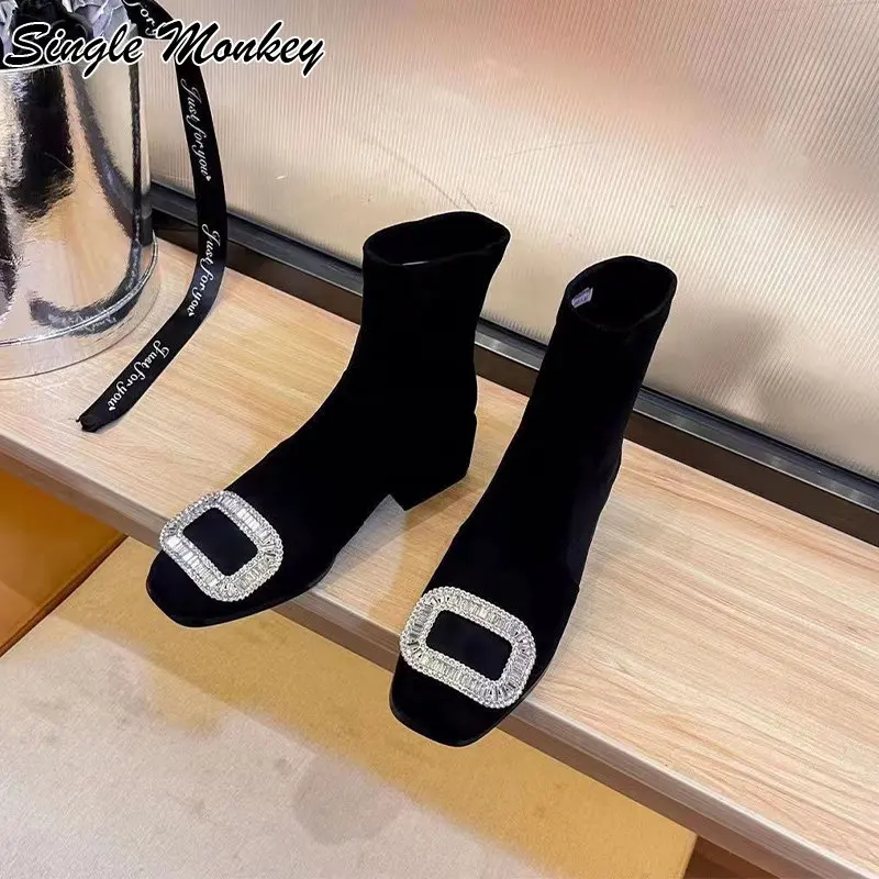 패션 여성 부츠 여성 레이스 업 첼시 부츠 겨울 짧은 무릎 높은 부츠 RoundToe 두꺼운 발 뒤꿈치 Botines Mujer 검은 신발