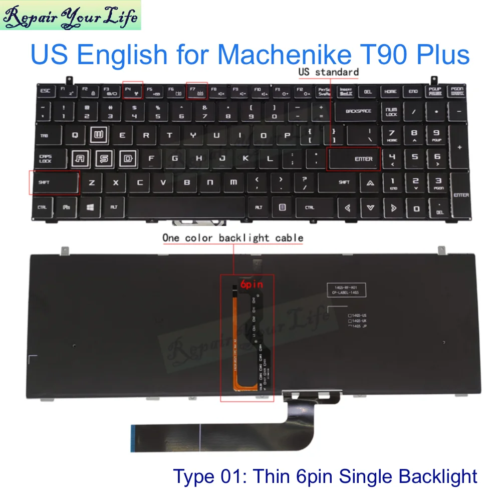 Teclado Retroiluminado Rgb dos Eua Teclado Portátil Inglês Machenike T90 Plus Mechrevo X3-s X8ti-s x8 Pro Tfm14g5-us98522 Kbdr15a009 - Imagem 2