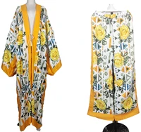 African Women Fashion Cotton Printed Two Pieces Set Plus Size Traditional Middle East Dubai Lady  Ramadan Cardigans + Pants 1