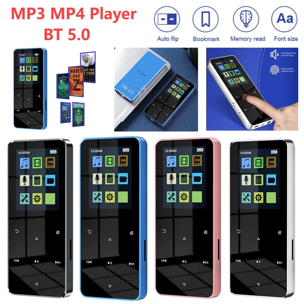 Portable TFT MP3 MP4 Player 1.8 Inch Walkmen Type-C Bluetooth 5.0 Compatible E-Books Recording Sports MP5 FM Radio Music Player