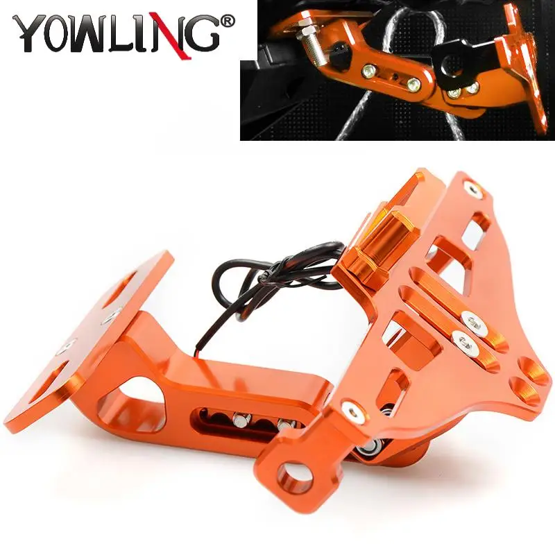

Motorcycle License Plate Frame Holder CNC Bracket with LED White Light For 2017 2018 125 200 250 390 DUKE 690 790 1290 RC390