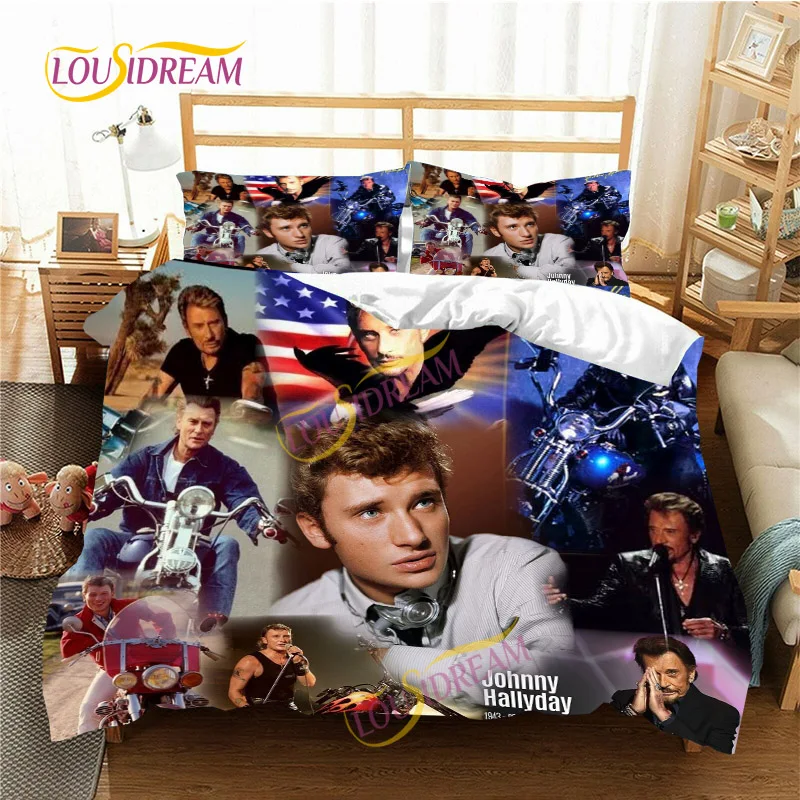 

Bedding Set Johnny Hallyday Duvet Cover Comfortable Single Twin Sheet Star singer fans Bedding article Three-Piece Duvet Cover