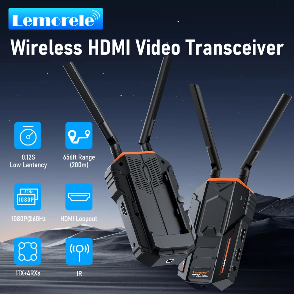 Lemorele Wireless HDMI Extender Kit 200M 5.8Ghz Wireless HDMI