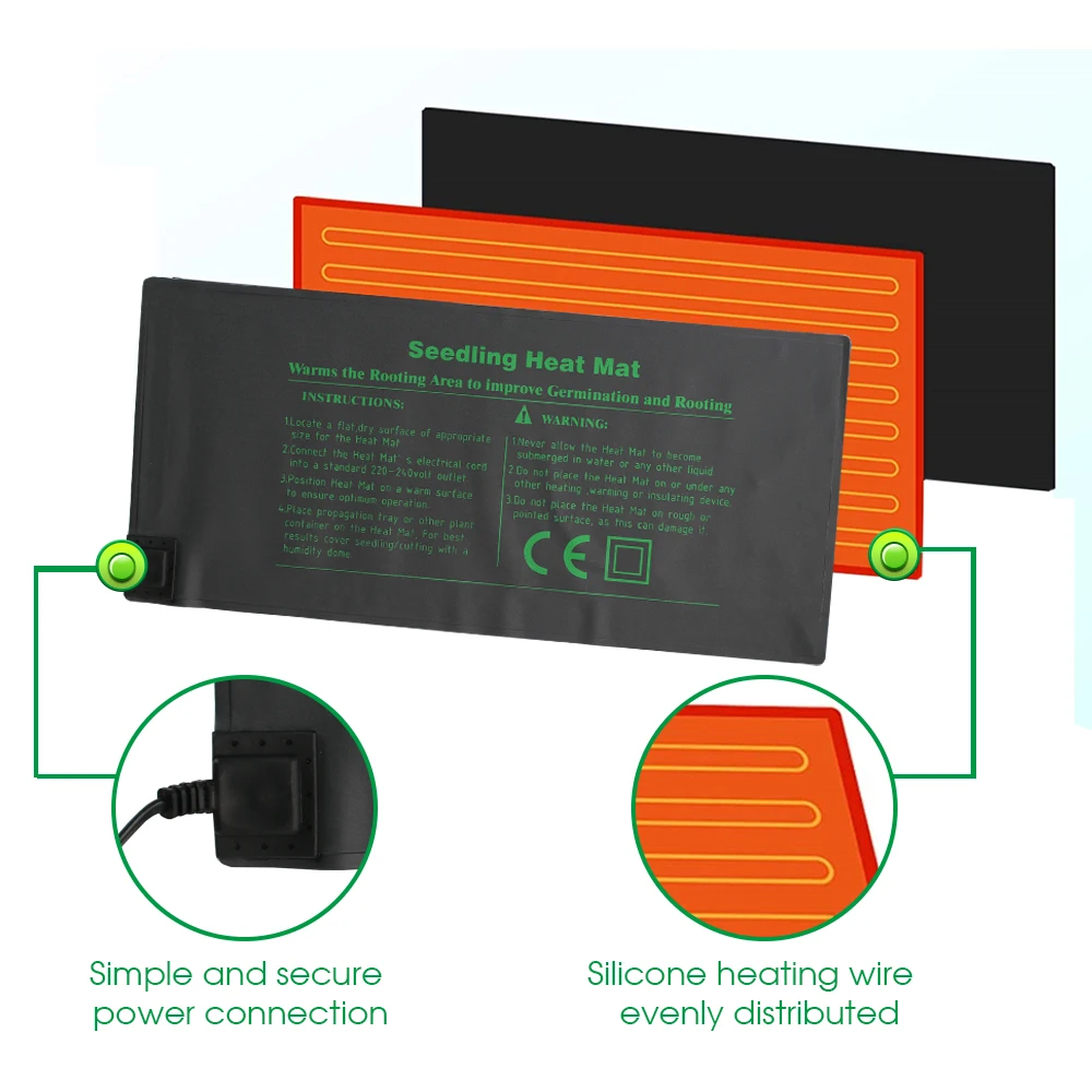110V/220V EU/US/UK/AU Garden Nursery Seeds Germinate Heating Mats for Indoor Plants Seedlings Cultivation Thermostat Warm Pad