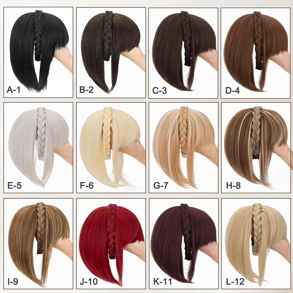 Stylish Synthetic Braid Headband with Bangs - Invisible Hairpiece Extension