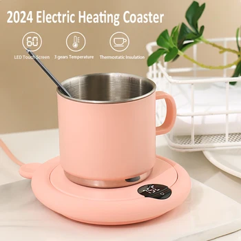 2024 LED 터치 스크린 전기 워머, 머그 워머, 커피 코스터, 가열 코스터 히터, 음료용 전기 음료 워머