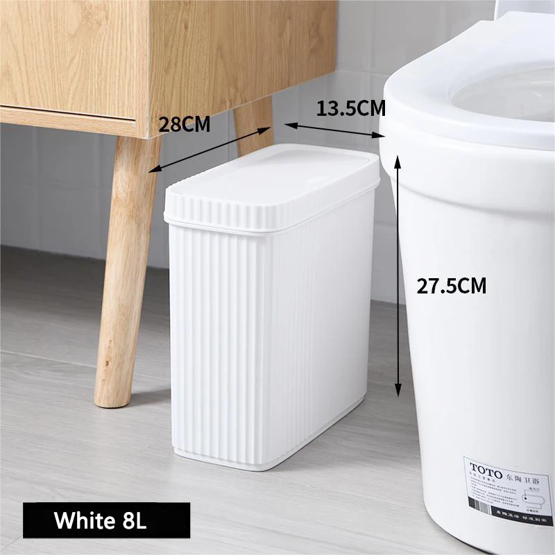 8L פח אשפה ביתי עם מכסה מטבח סיווג עיתונות-סוג אמבטיה סלון מלבני פח אשפה