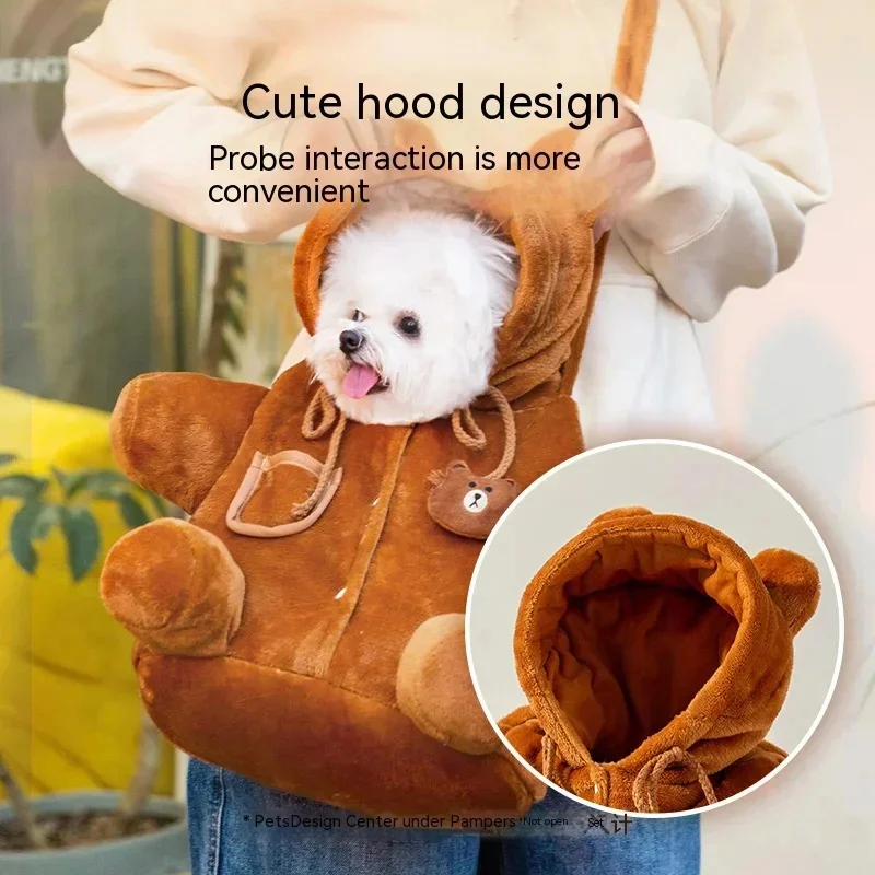 Portable Shoulder Bag Dog Bag Cartoon Kawaii Shoulder Winter Outing Warm Windproof Pet Products