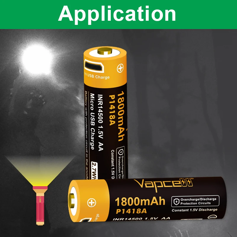 Bateria 1.5v 1800mah Baterias Usb Botão Top Pcb em Ânodo de Células Recarregáveis P1418a Original 16 Pcs Vapcell14500 aa - Image 2