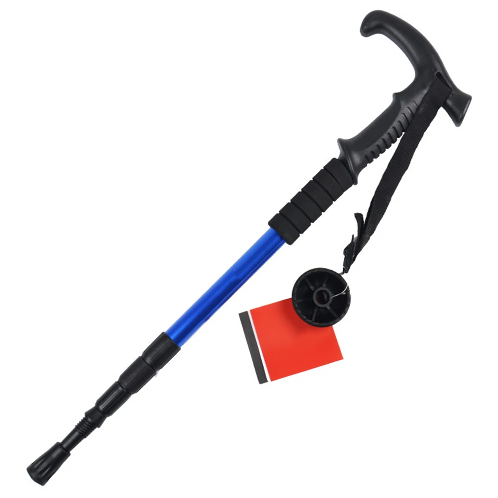 1pc Aluminum Alloy Plastic Folding Walking Stick Telescop Crutch Walking Stick Hiking Hike Trekking Pole Shock Sticks Non Slip