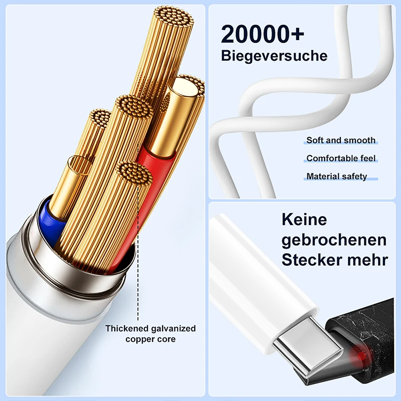 High-Speed 100W USB Type C to Type C Fast Charging Cable - White