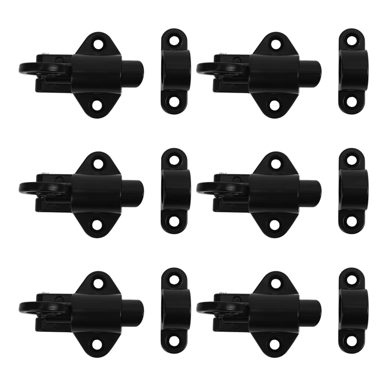 

6X Aluminum Alloy Security Automatic Window Gate Lock Spring Bounce Door Bolt Latch, Black