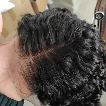 Parrucca corta riccia Bob Capelli umani 6x4 Parrucche senza colla Capelli umani Pre pizzicati Onda profonda 13x4 13x6 Parrucca frontale in pizzo HD per capelli umani