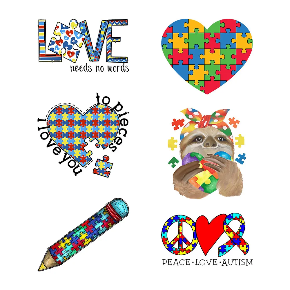 AutismIronOnTransferForClothingPatchesDIYWashableTShirts