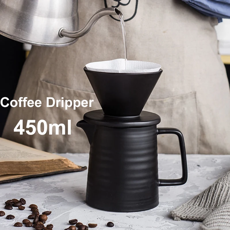 1-2 Cups Ceramic Coffee Dripper Pour Over Coffee Maker Set for V60 Coffee Filter Hand Brew Espresso Pot Coffeeware Teaware