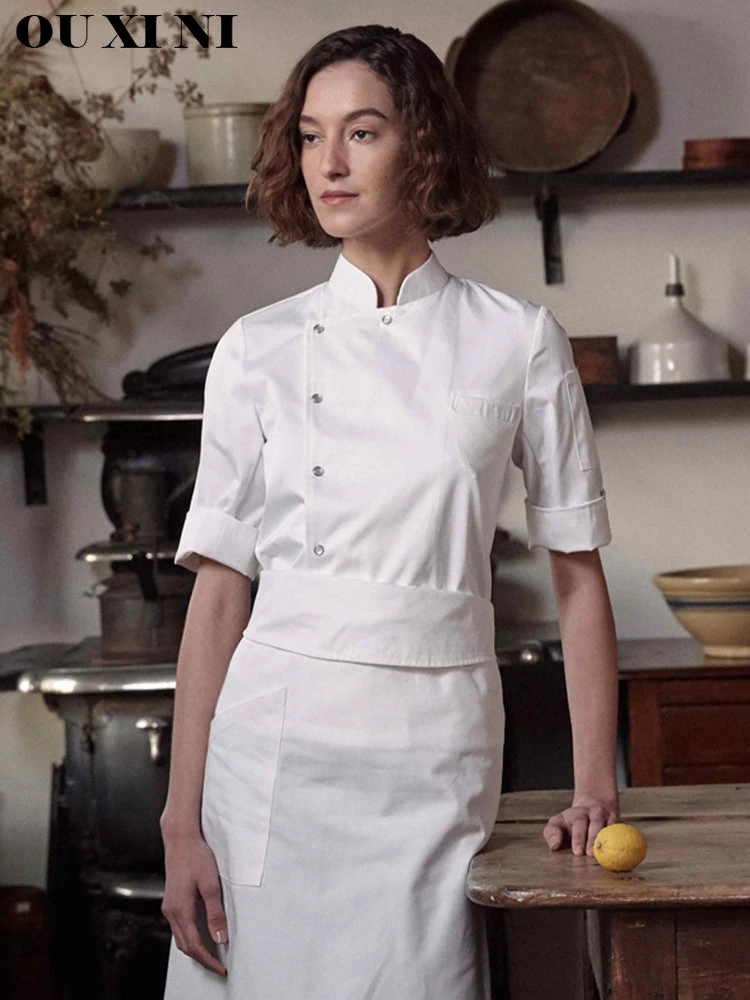 muelle Pepino Pizza Uniforme de Chef de Hotel para mujer, chaqueta blanca de cocinero, mono de  servicio de Catering, abrigo de cocina, camisa de camarera, ropa de  trabajo| | - AliExpress